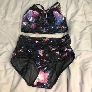 torrid Galaxy Print High-Waist Bikini Set - Black, Pink & Blue